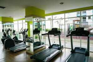 Stay active with our well-equipped gym featuring treadmills, elliptical machines, and stationary bikes.