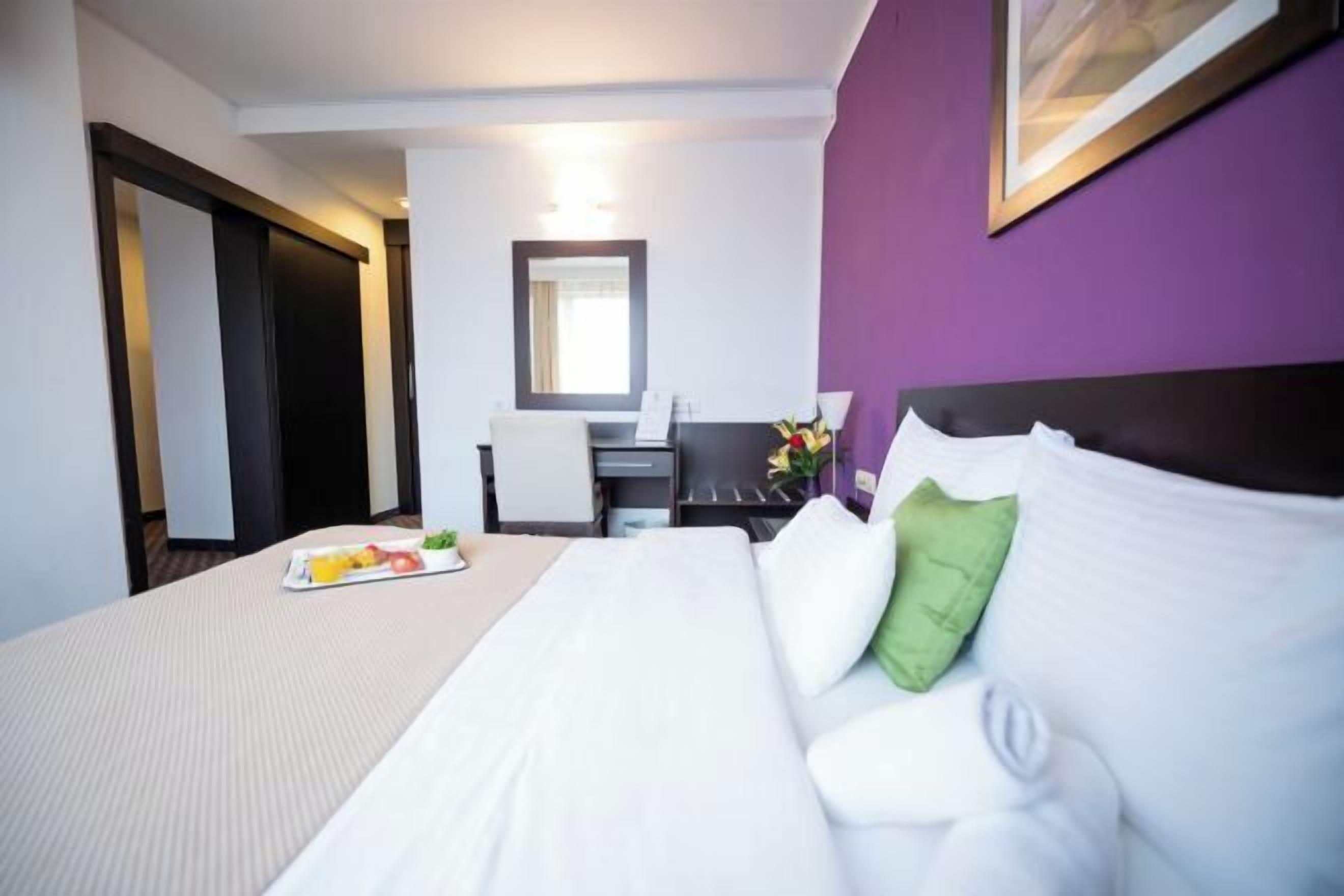 Memory foam beds, in-room safe, desk, blackout drapes