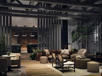 Sitting area in hotel lobby at 1 Hotel Nashville