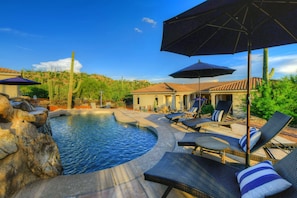 Outdoor pool, a heated pool - Tucson Desert Retreat: Private 5 Acres, Heated Pool + Spa (Tucson)