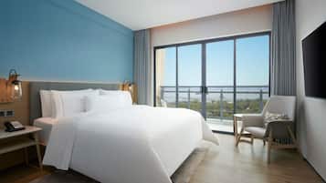 Down duvets, memory-foam beds, in-room safe, desk