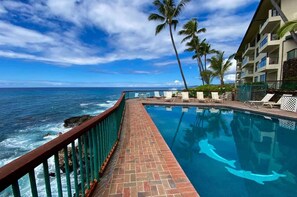 Pool - Poipu Shores 101A – Oceanfront, Ground Floor, Waves Below Your Lanai (Koloa)