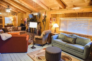 Téléviseur à écran plat, foyer, lecteur de DVD