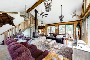 TV, DVD player, books, video library