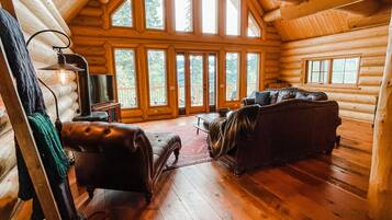 Smart TV, chimenea y libros