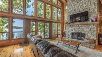 TV, fireplace, foosball, books