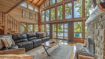 TV, fireplace, table football, books