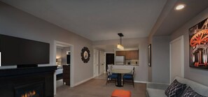 TV, fireplace, DVD player