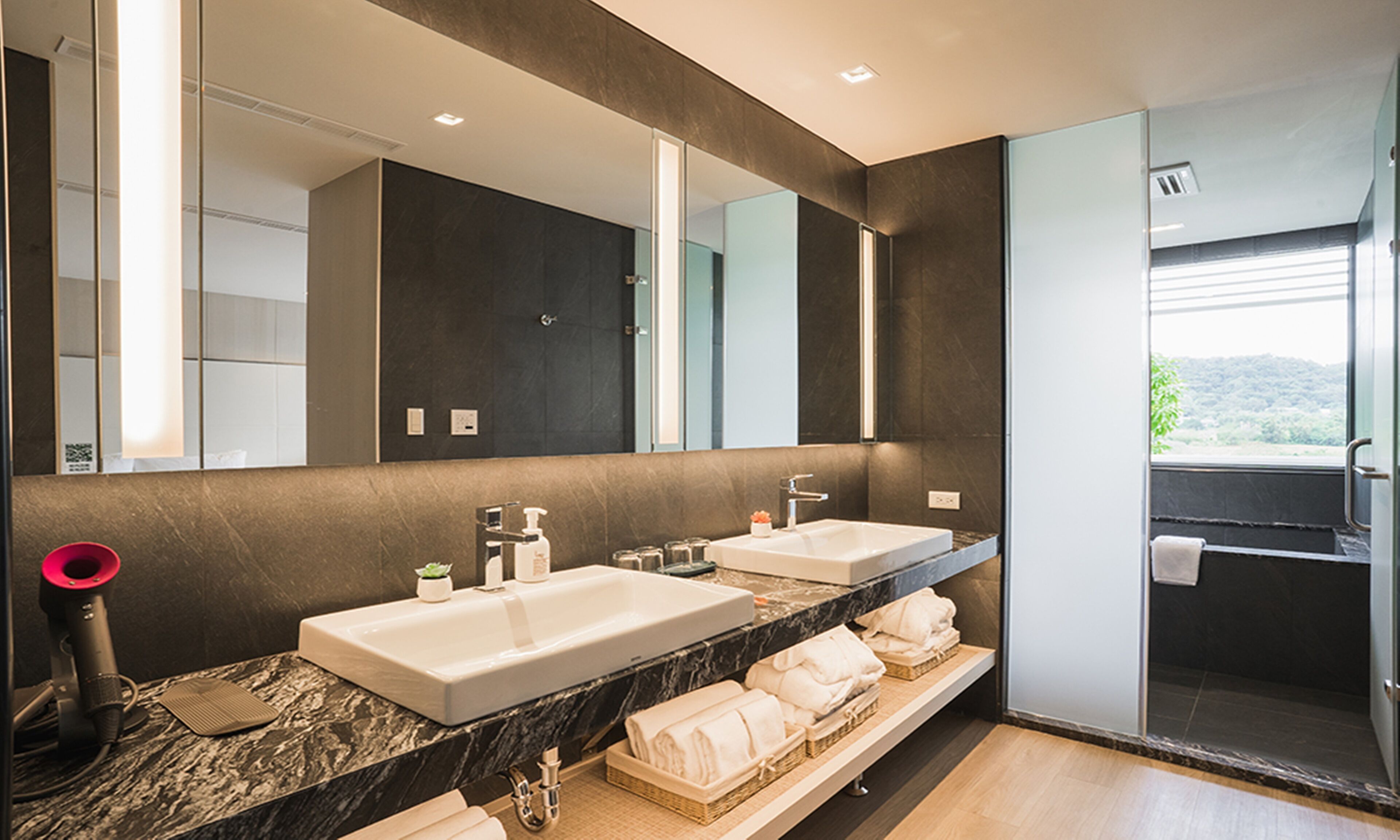 basic quadruple room | bathroom | bathtub, hair dryer, bathrobes, slippers