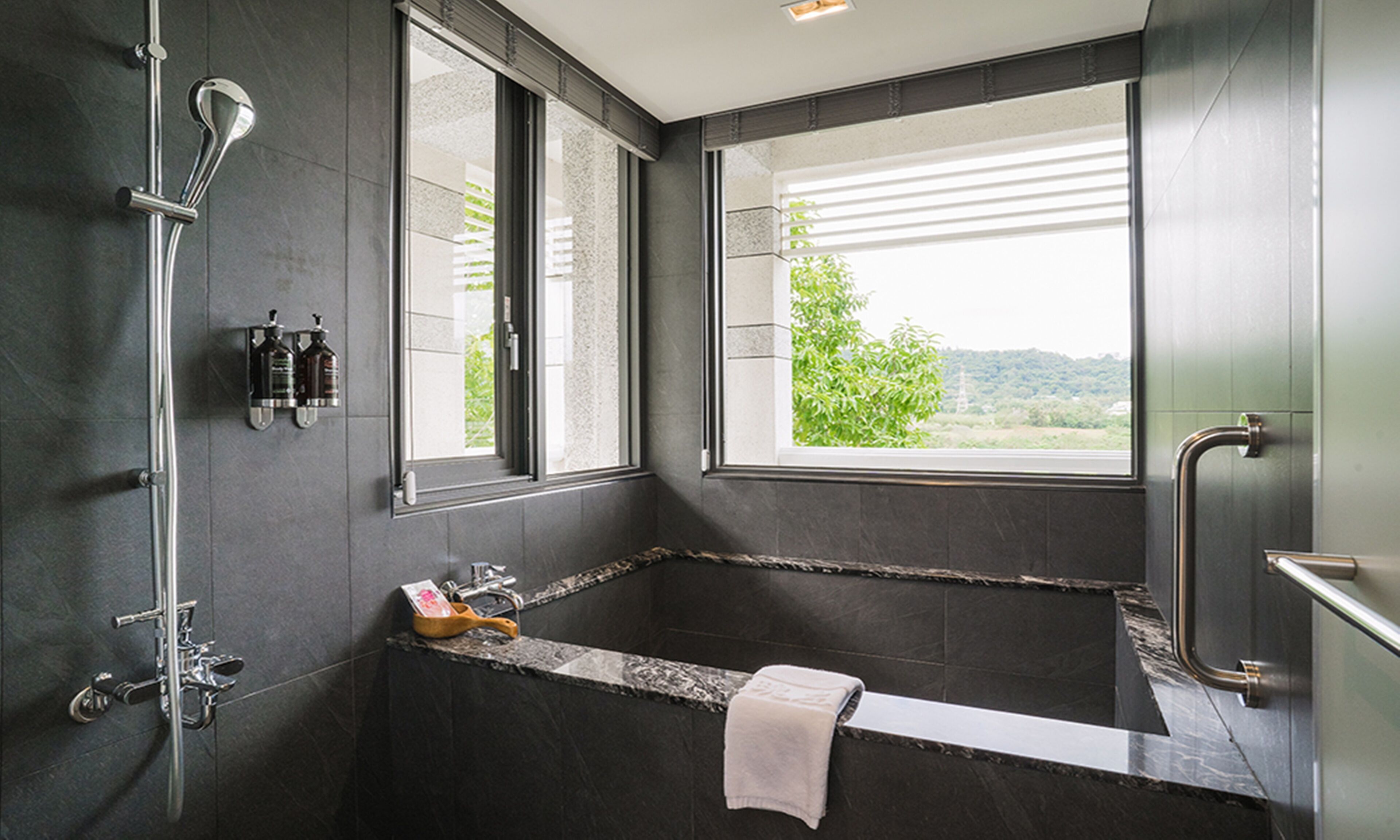 basic quadruple room | bathroom | bathtub, hair dryer, bathrobes, slippers