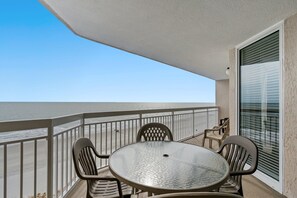Outdoor dining - 7th floor oceanfront condo, tile floors in main living and kitchen areas | Crescent Shores - S 709 (North Myrtle Beach)