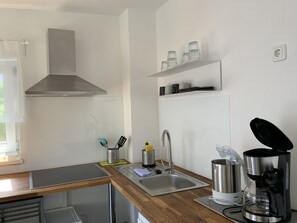 Fridge, microwave, stovetop, dishwasher - Apartment/Horst- New- 42 sqm with kitchen and bathroom. (Weiterstadt)