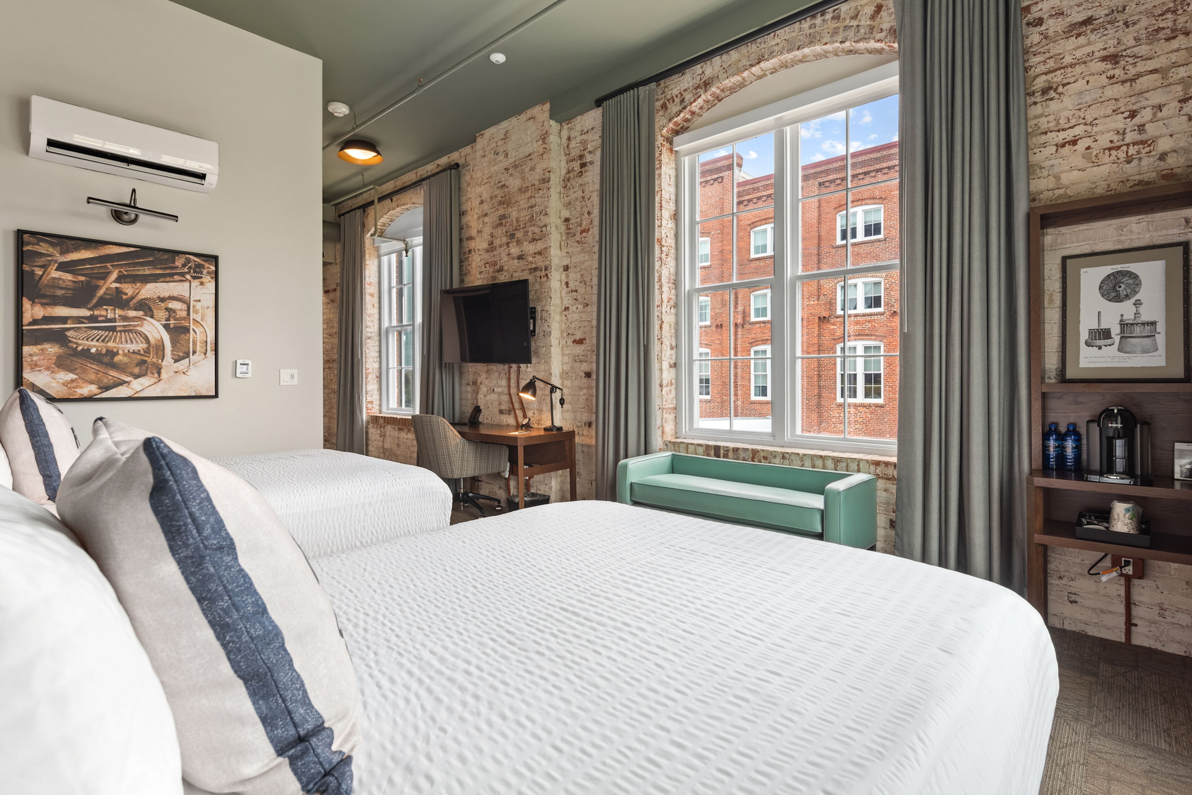 room, 2 queen beds, river view | desk, laptop workspace, iron/ironing board, free wifi