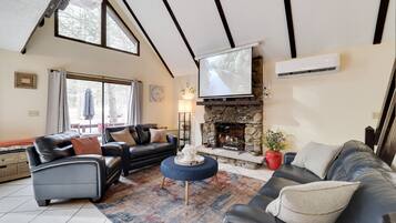 Smart TV, fireplace, foosball, table tennis