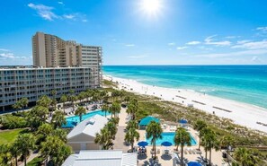 A resort with a pool, beach, and ocean view. - Luxury  7th floor end condo – 3 Beachfront Pools, Gated, Pets Welcome! (Panama City Beach)