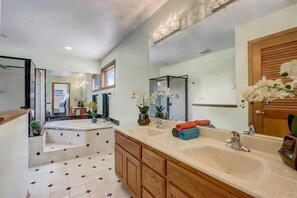 Shower, towels, soap, toilet paper