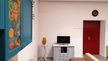 Smart TV, DVD player, books, video library