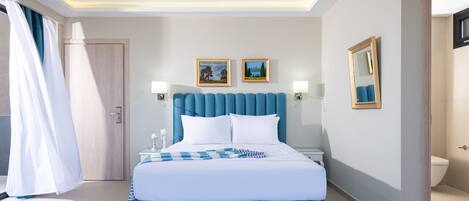 Quarto triplo luxo, vista para o mar | Roupas de cama de algodão egípcio, roupas de cama premium