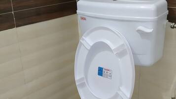 Shower, bidet, towels, soap