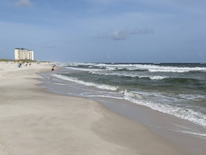 On the beach, beach towels