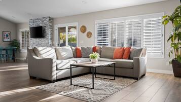 Smart TV, video games, foosball, books