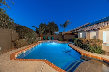 At dusk, the pool light will automatically turn on :)