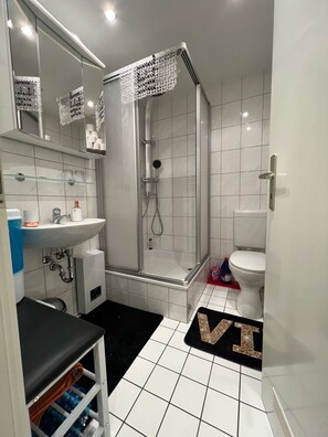 Shower, hair dryer, towels, toilet paper - HOLIDAY COMPLEX "Residence by the lake"   (Lalendorf)
