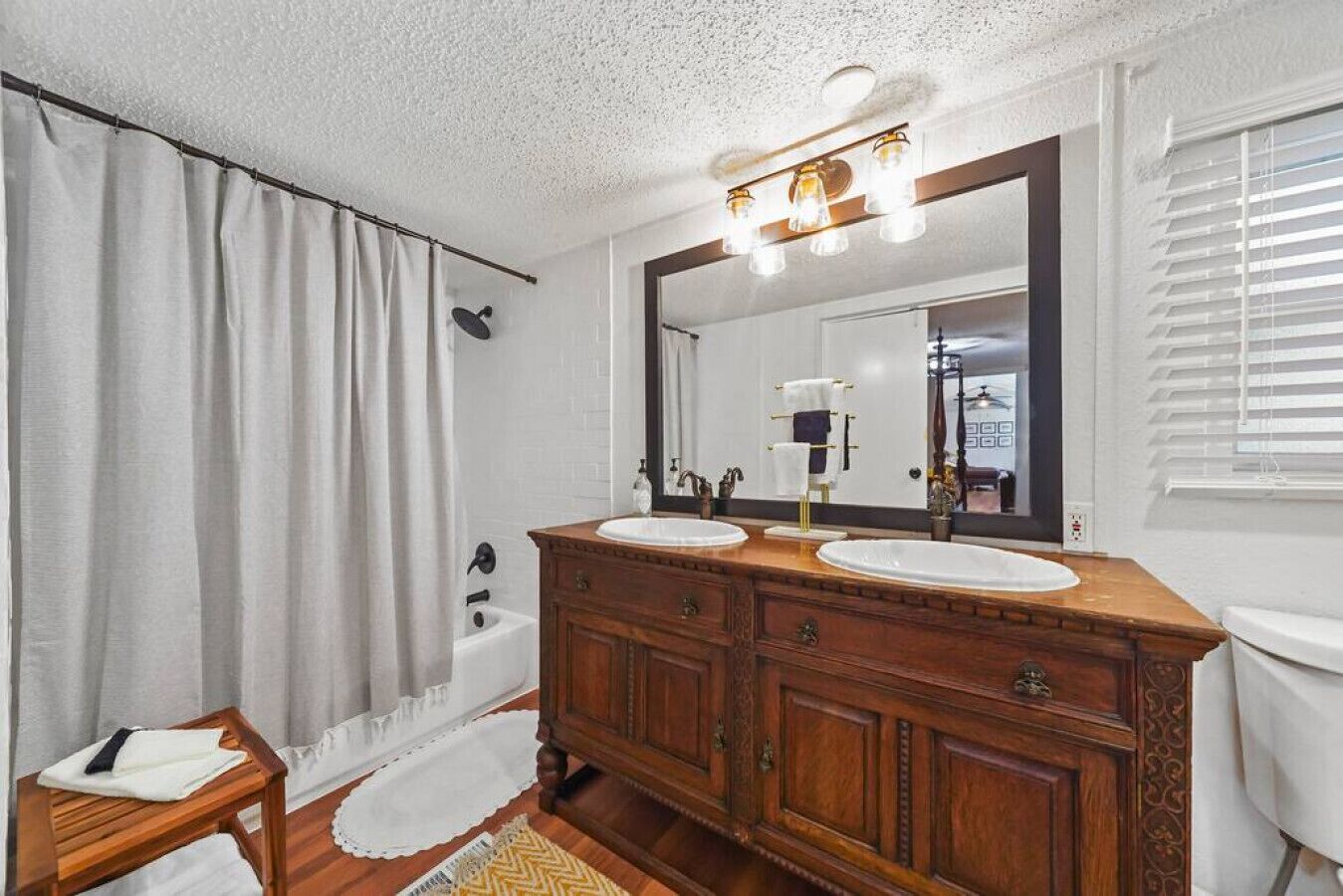 Shower, eco-friendly toiletries, hair dryer, towels