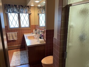 Ensemble douche/baignoire, sèche-cheveux, serviettes fournies, savon