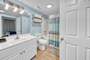 Combined shower/bathtub, hair dryer - Beach Front-Majestic Beach Resort 1413 (Panama City Beach)