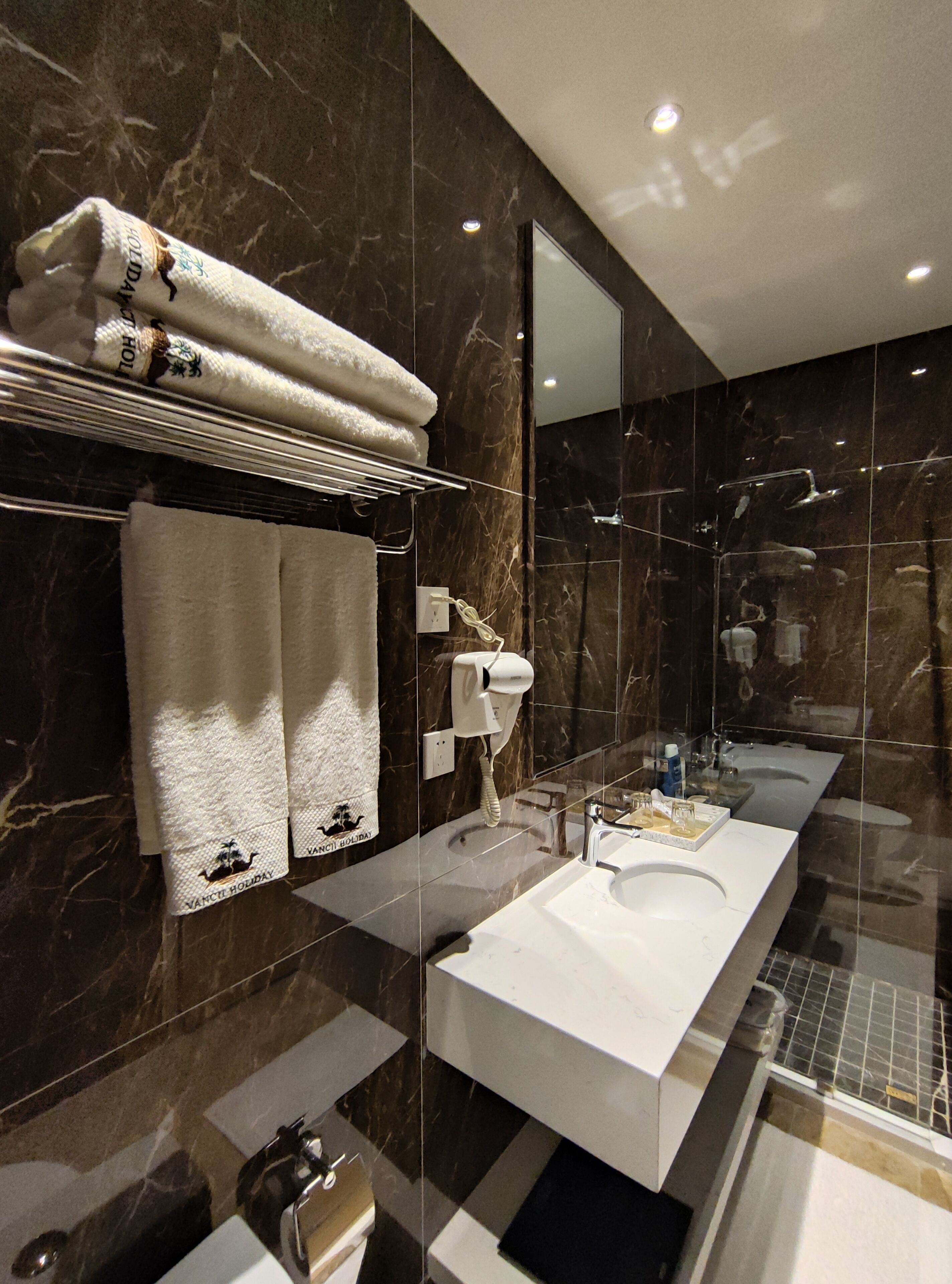 double room with mountain view | bathroom shower