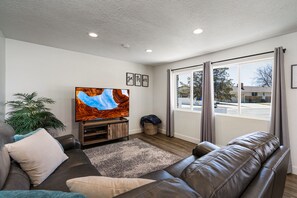 Smart TV, fireplace, video games