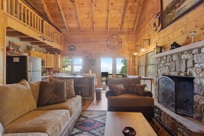 Älytelevisio, takka, työhuone