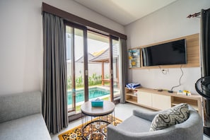 Villa, 1 habitación, alberca privada | Sala de estar
