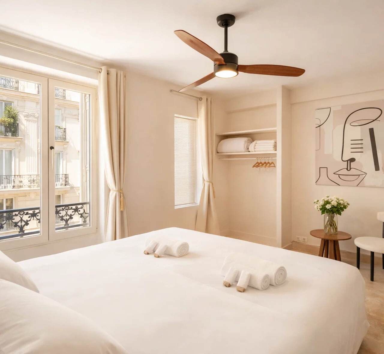 1 habitación, tabla de planchar con plancha, wifi y ropa de cama 