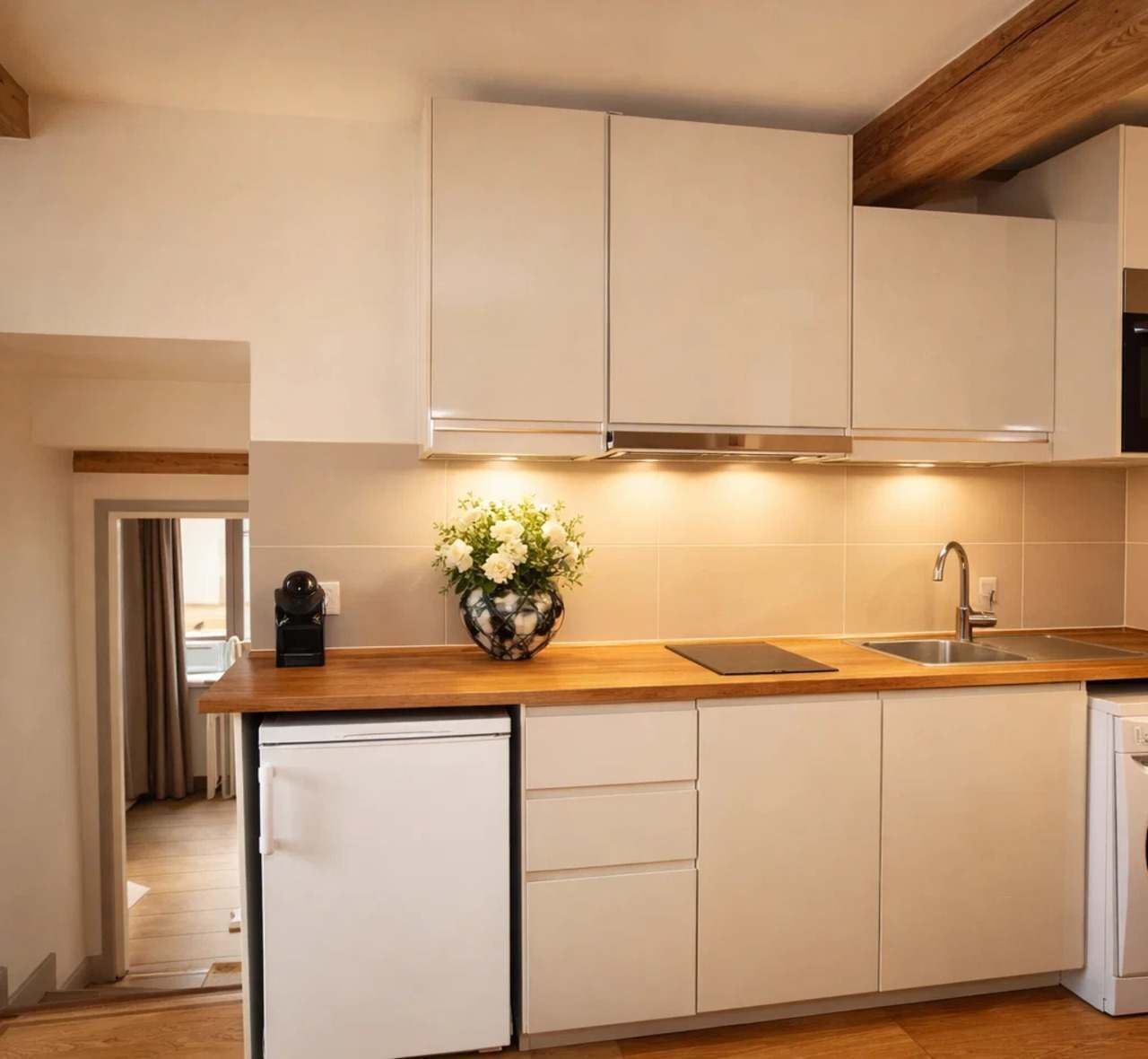 Kühlschrank, Mikrowelle, Ofen, Herdplatte