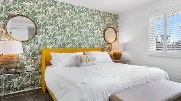 Primary King bedroom with ensuite bathroom and Smart TV