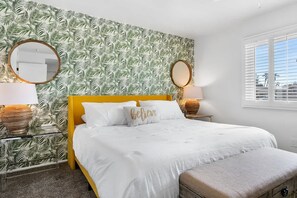 Primary King bedroom with ensuite bathroom and Smart TV - Private Pool & Spa · Game Room · Near Coachella (Indio)