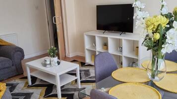 Apartment | Living room | 30-inch TV with cable channels