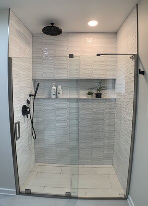 Shower, hair dryer, towels, soap - Warm & light-filled home with gym (Ann Arbor)