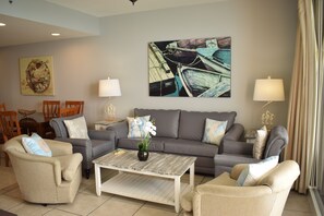 Smart TV, video game console, DVD player - Oceanfront Condo at Splash - Family friendly, WIFI, 2bed/2bath! Walk-in Shower! (Panama City Beach,)