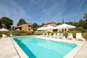 Outdoor pool, pool loungers