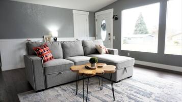 Smart TV, fireplace, foosball, offices