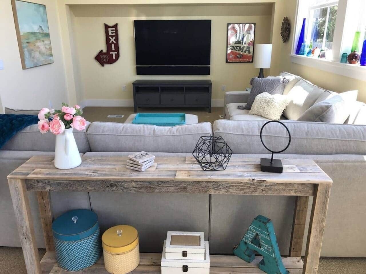 Smart TV, fireplace, video games, music library