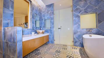 Classic Double Room, 1 King Bed, Private Pool | Bathroom | Separate tub and shower, hair dryer, slippers, towels
