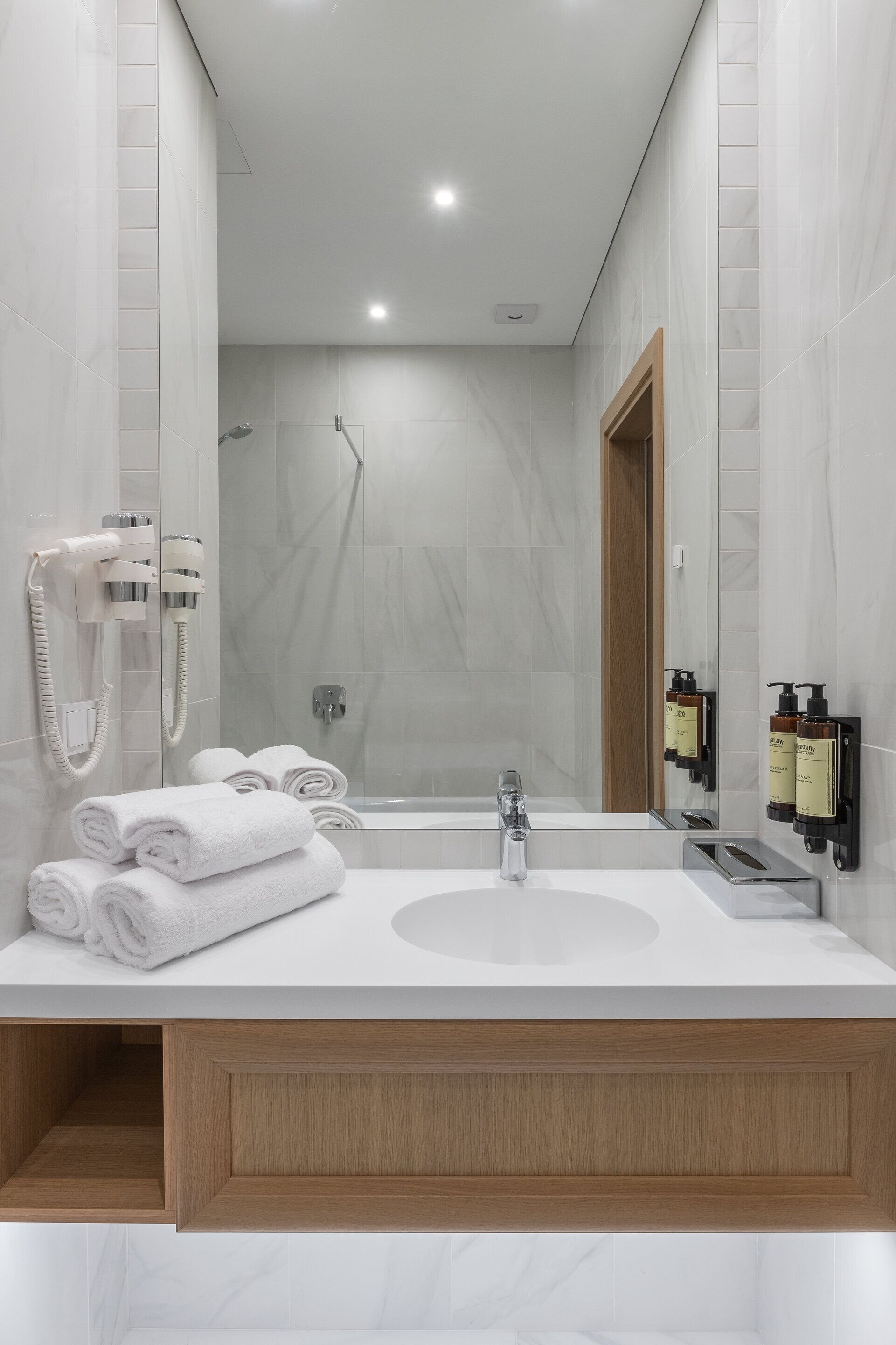 free toiletries, hair dryer, slippers, towels