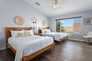 4 bedrooms, iron/ironing board, travel cot, WiFi