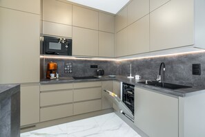 Fridge, microwave, stovetop, dishwasher