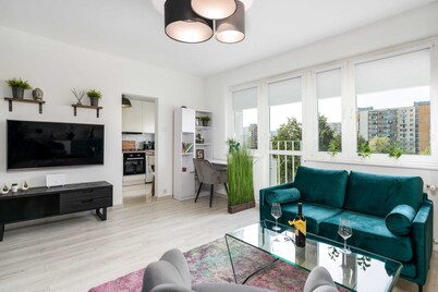 Elegant Studio | Balcony and Workspace