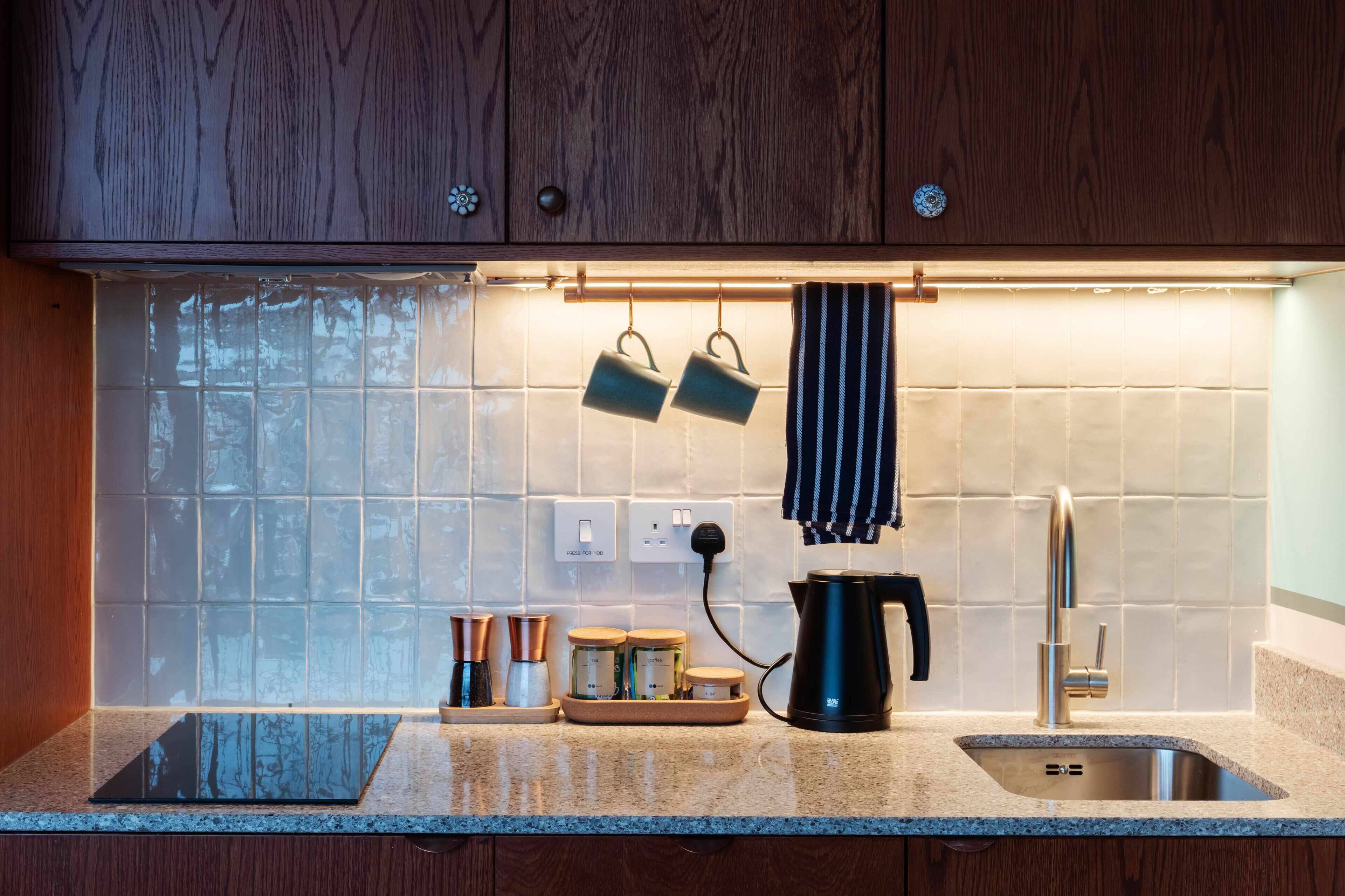 fridge, microwave, stovetop, toaster